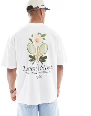 Oversize-T-Shirt in Weiß mit „Tennis"-Grafikprint Weiß XS