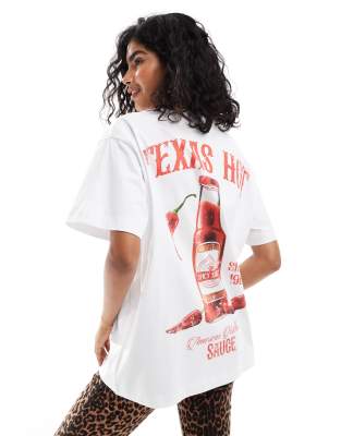 ASOS DESIGN - Oversize-T-Shirt in Weiß mit „Texas-Hot"-Grafikprint