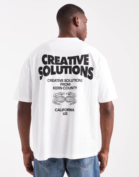 ASOS DESIGN – Oversize-T-Shirt in Weiß mit Text-Grafikprint - view 1