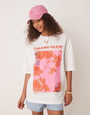 ASOS DESIGN - Oversize-T-Shirt in Weiß mit Thailand-Print