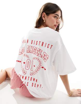 ASOS DESIGN - Oversize-T-Shirt in Weiß mit „Urban District LA"-Print