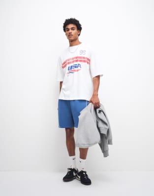 Oversize-T-Shirt in Weiß mit USA-Fußball-Grafikprint Weiß 3XL