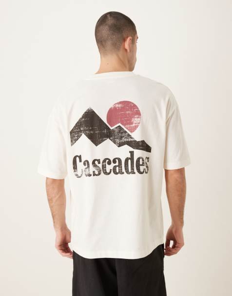 ASOS DESIGN – Oversize-T-Shirt in Wollweiß mit „Cascades“-Print - view 1