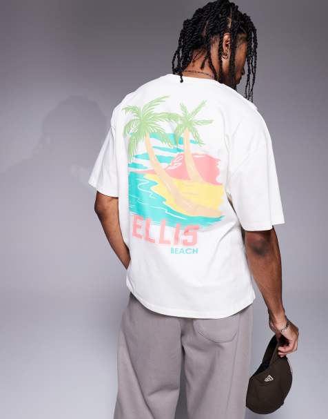 ASOS DESIGN – Oversize-T-Shirt in Wollweiß mit Hochsommer-Grafikprint - view 1