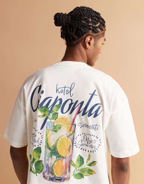 ASOS DESIGN – Oversize-T-Shirt in Wollweiß mit Hochsommer-Grafikprint - view 1