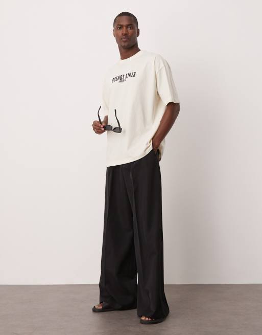 ASOS DESIGN – Oversize-T-Shirt in Wollweiß mit Hochsommer-Grafikprint, 4 von 4