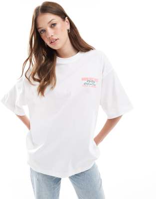 ASOS DESIGN - Oversize-T-Shirt in Wollweiß mit San Francisco-Grafik