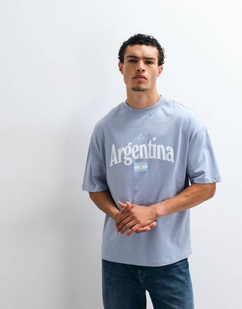 ASOS DESIGN oversize t-shirt med Argentina-tryck i blått - view 1