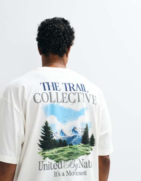 ASOS DESIGN oversize t-shirt med bergsprint i cream - view 1