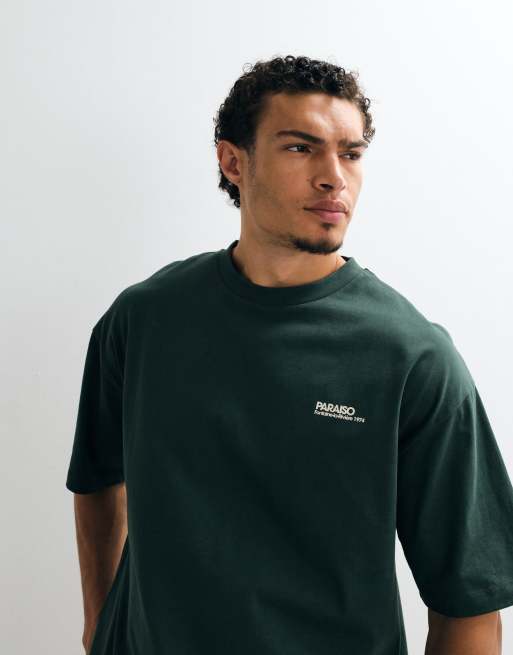 ASOS DESIGN oversize t-shirt med brösttryck i mörkgrönt, 4 av 5