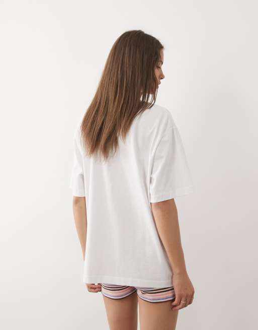 ASOS DESIGN oversize t-shirt med Fiji-blomgrafik i vitt, 4 av 4