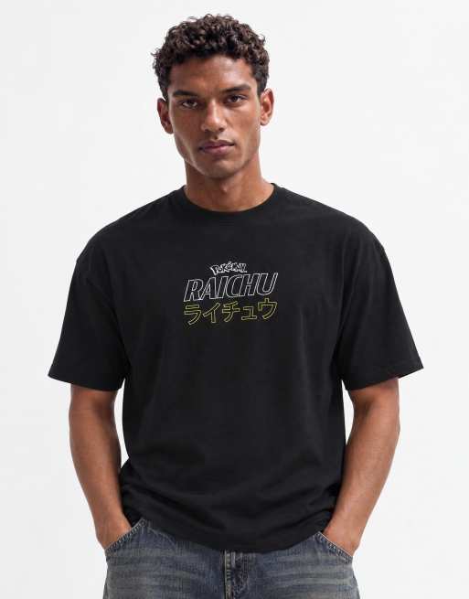 ASOS DESIGN oversize t-shirt med Pokémon Raichu-tryck i svart, 7 av 9