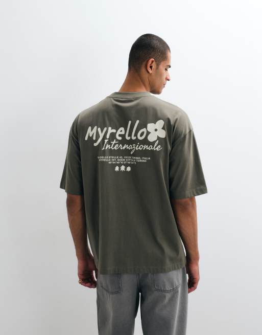 ASOS DESIGN oversize t-shirt med texttryck på ryggen i olivgrönt, 5 av 5