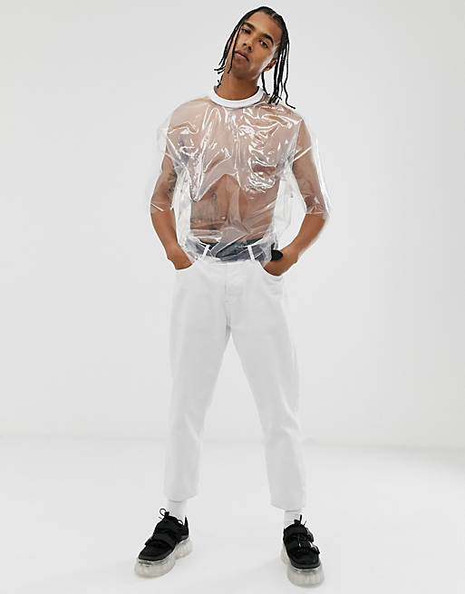ASOS DESIGN – Oversize-T-Shirt mit halblangen Ärmeln aus transparentem  Material | ASOS