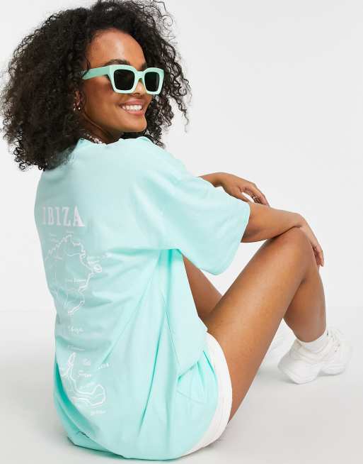 ASOS DESIGN – Oversize-T-Shirt mit Ibiza-Print in Mint