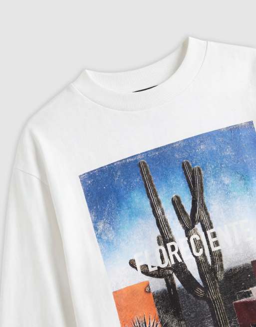 ASOS DESIGN Oversize-T-Shirt mit Kaktus-Fotografiemotiv in Weiß, 8 von 8
