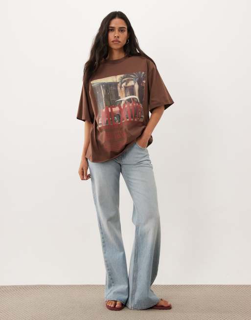 ASOS DESIGN Oversize-T-Shirt mit Mexiko-Fotoprint in Braun, 4 von 4