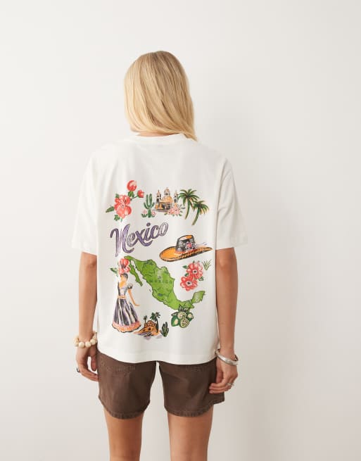 ASOS DESIGN Oversize-T-Shirt mit Mexiko-Kartenmotiv in Cremeweiß, 4 von 4