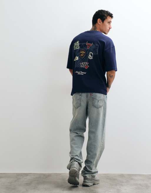 ASOS DESIGN Oversize-T-Shirt mit NBA-Teams-Print in Marineblau, 3 von 5