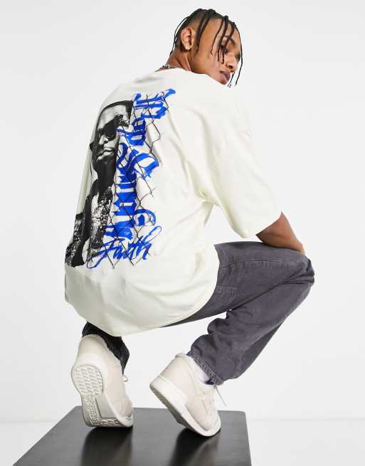 ASOS DESIGN – Oversize-T-Shirt mit „Pop Smoke“-Print in Creme, 2 von 4