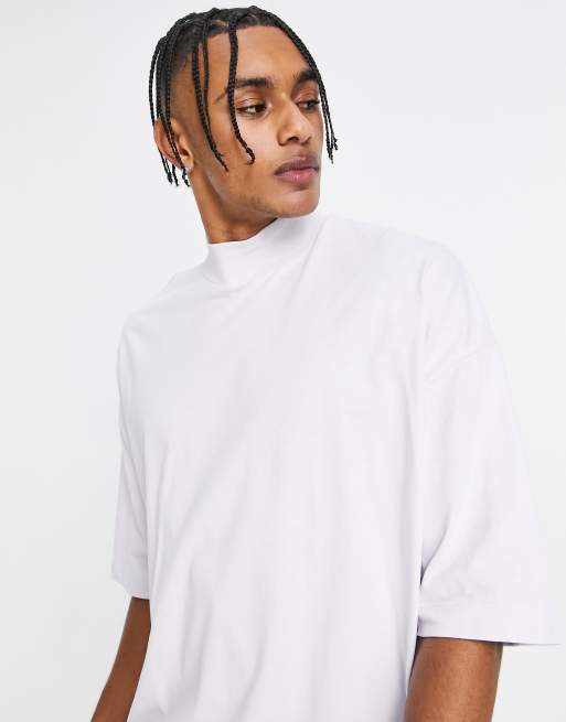 ASOS DESIGN – Oversize-T-Shirt mit Rollkragen und Seitenschlitzen in verwaschenem Flieder, 2 von 4