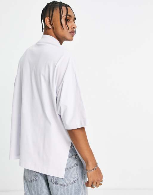 ASOS DESIGN – Oversize-T-Shirt mit Rollkragen und Seitenschlitzen in verwaschenem Flieder, 3 von 4