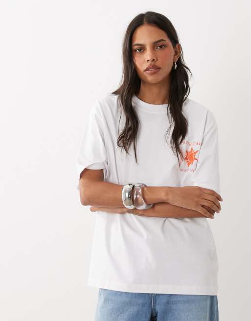 ASOS DESIGN Oversize-T-Shirt mit Soleil-Sonnengrafik in Weiß, 4 von 4
