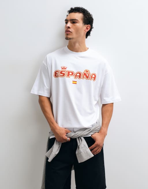 ASOS DESIGN Oversize-T-Shirt mit Spanien-Print in Weiß, 5 von 5