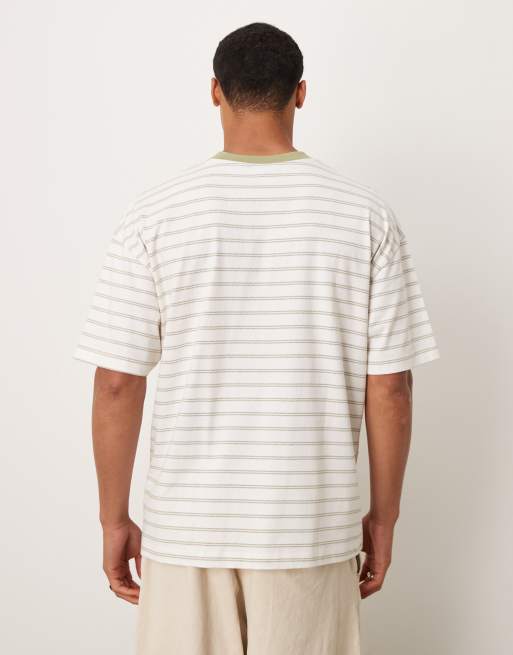 ASOS DESIGN – Oversize-T-Shirt mit Streifen in Weiß und Grün, 3 von 5