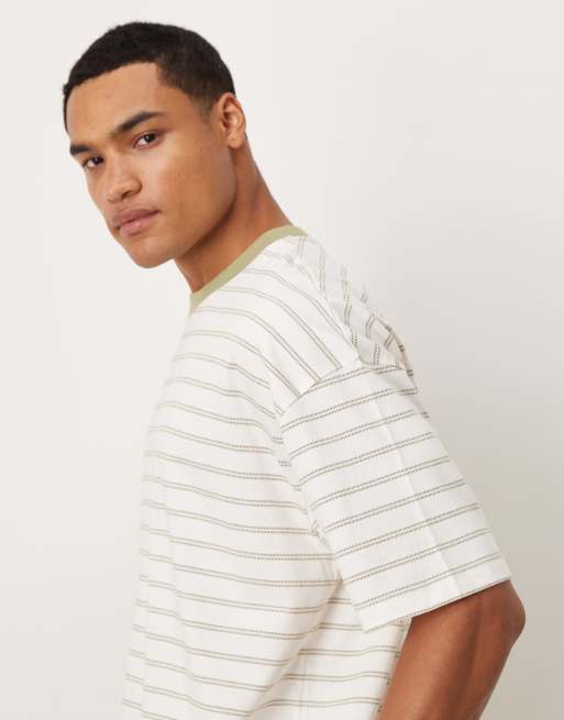 ASOS DESIGN – Oversize-T-Shirt mit Streifen in Weiß und Grün, 4 von 5