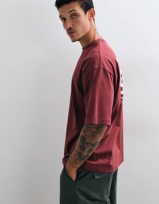 ASOS DESIGN Oversize-T-Shirt mit Textstickerei in Rot, 4 von 5
