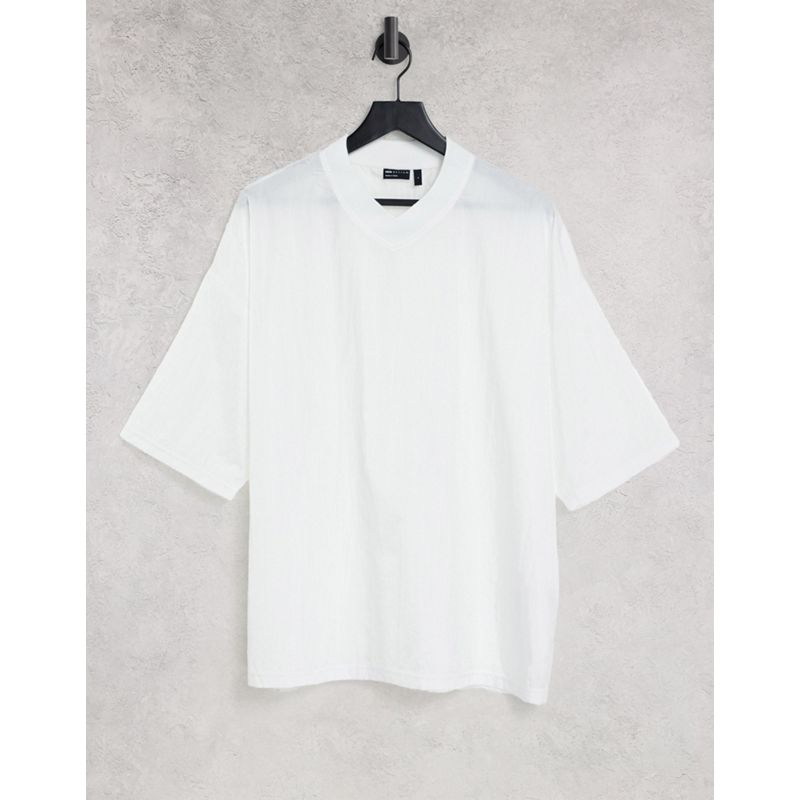 DESIGN – Oversize-T-Shirt mit V-Ausschnitt und Knitter-Struktur