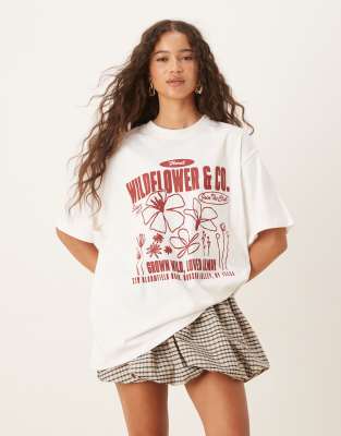 ASOS DESIGN – Oversize-T-Shirt mit „Wildflower & Co."-Motivprint - view 1
