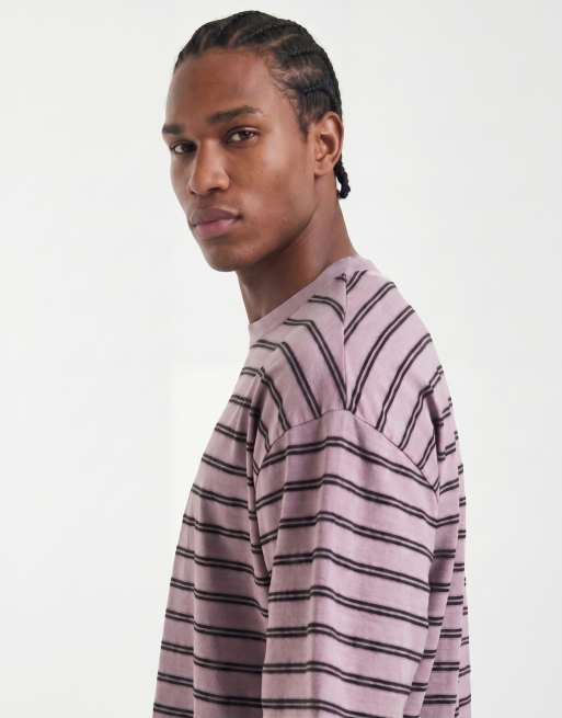 ASOS DESIGN oversize t-shirt w różowe sprane paski, 4 z 5