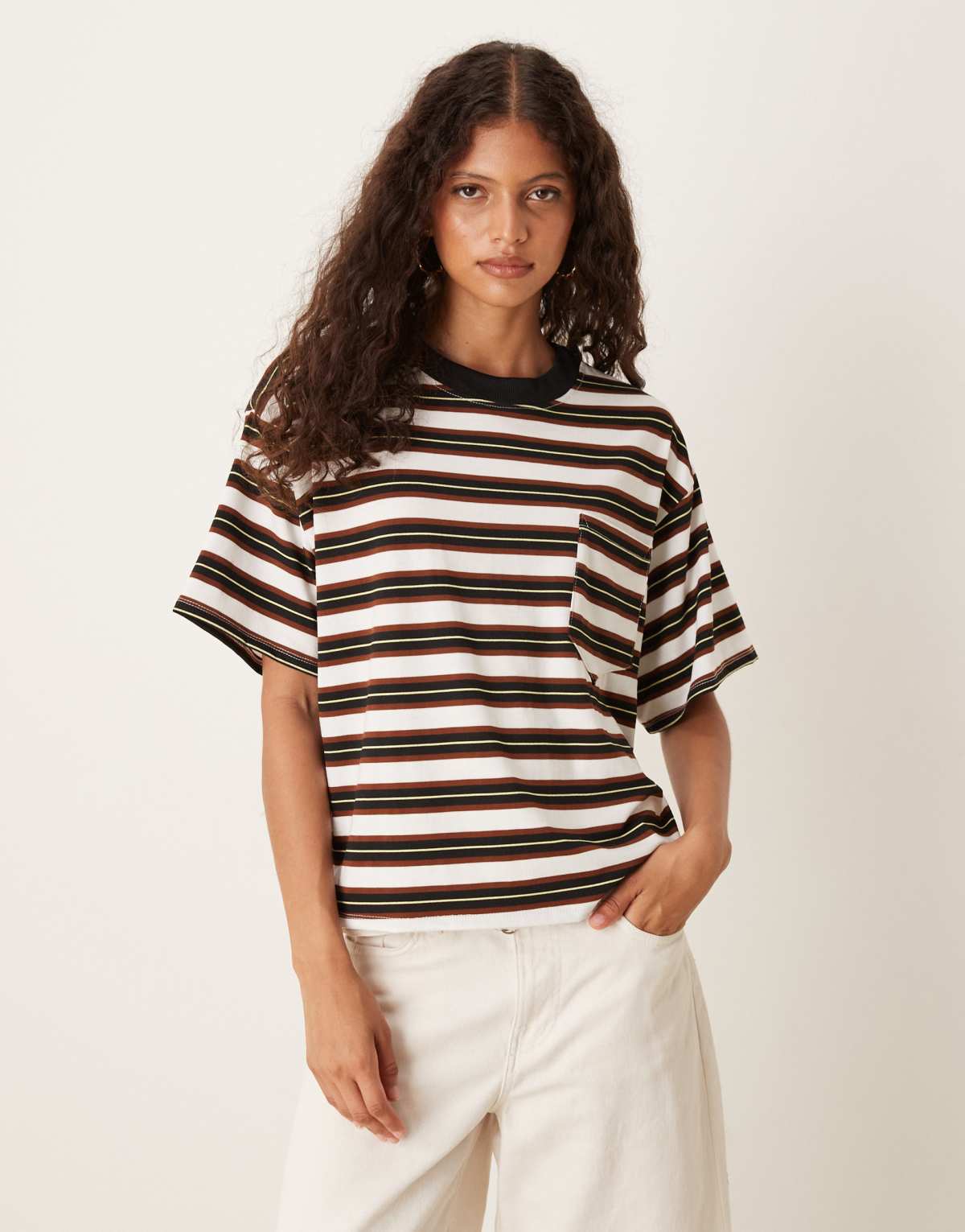 ASOS DESIGN oversize t-shirt with pocket in stripe