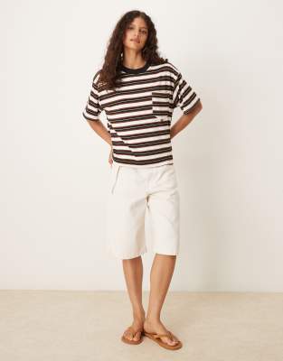 Asos Design Oversize T-shirt With Pocket In Brown