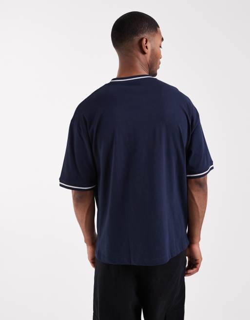 ASOS DESIGN oversize t-shirt with text graphic in navy, 4 of 5