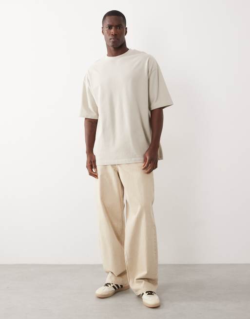 ASOS DESIGN oversize T-shirt z beżowej piki, 3 z 5