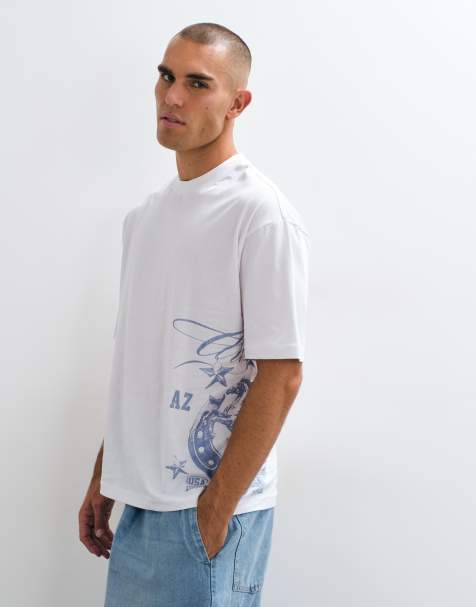 ASOS DESIGN oversize t-shirt z białym nadrukiem blue arizona - view 1