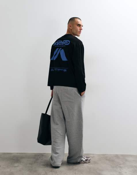 ASOS DESIGN oversize T-shirt z długim rękawem z nadrukiem w kolorze czarnym - view 1