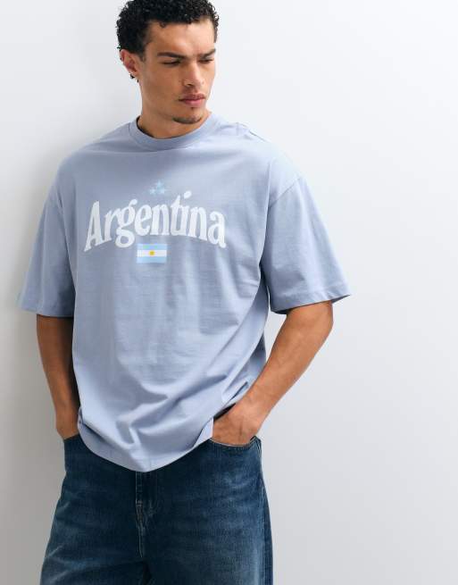 ASOS DESIGN oversize T-shirt z grafiką Argentyny w kolorze niebieskim, 3 z 5