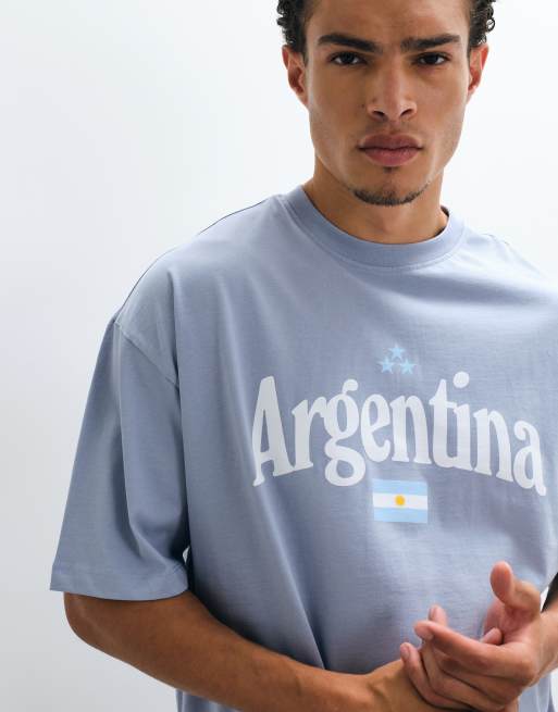 ASOS DESIGN oversize T-shirt z grafiką Argentyny w kolorze niebieskim, 5 z 5