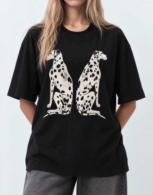 ASOS DESIGN oversize T-shirt z grafiką dalmatyńczyka w czerni, 6 z 7