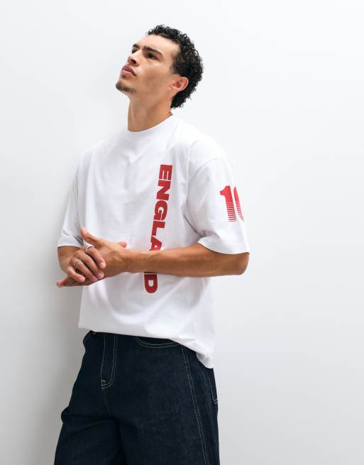 ASOS DESIGN oversize t-shirt z grafiką England w kolorze białym, 4 z 5