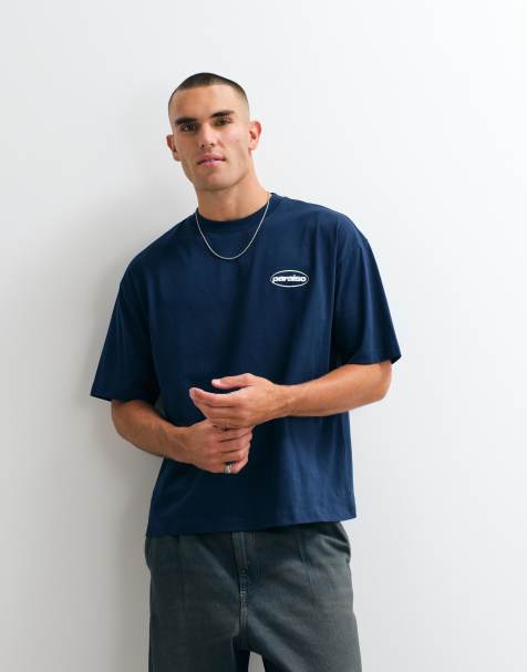 ASOS DESIGN oversize t-shirt z grafiką paraiso bubble w kolorze granatowym - view 1