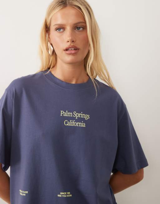 ASOS DESIGN oversize t-shirt z grafiką Rio or nowhere w kolorze niebieskim