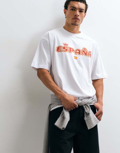 ASOS DESIGN oversize t-shirt z grafiką Spain w kolorze białym - view 1