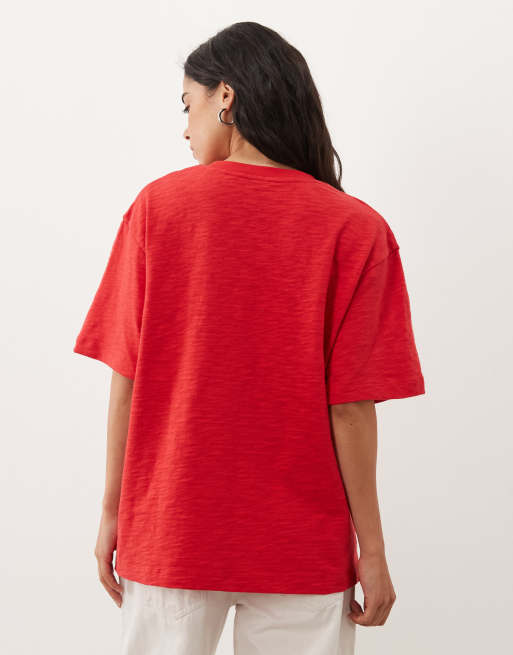ASOS DESIGN oversize T-shirt z grafiką speed cat w czerwonym dżerseju slub, 2 z 4
