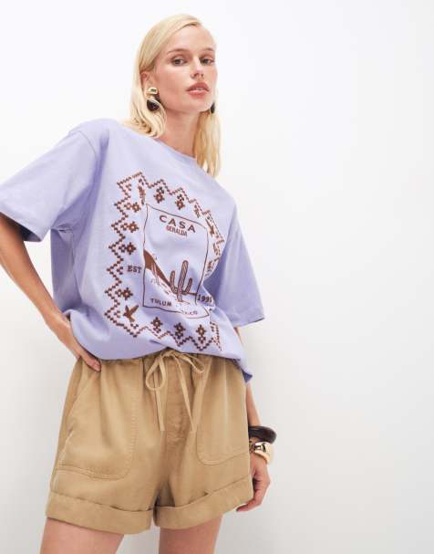 ASOS DESIGN oversize T-shirt z haftem Case Geralda w kolorze liliowym - view 1