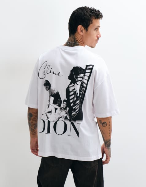 ASOS DESIGN oversize t-shirt z nadrukiem Celine Dion w kolorze białym - view 1